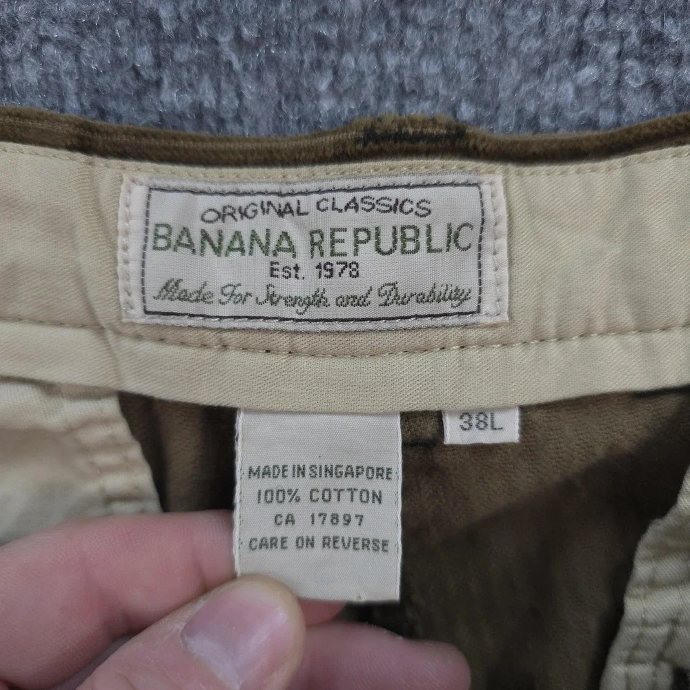 Vintage Banana Republic Pants Mens 38x33 Brown Corduroy Pleated Cuffed Slacks